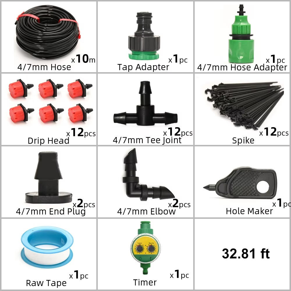 Drip Irrigation System With Automatic Timer For Garden Plants