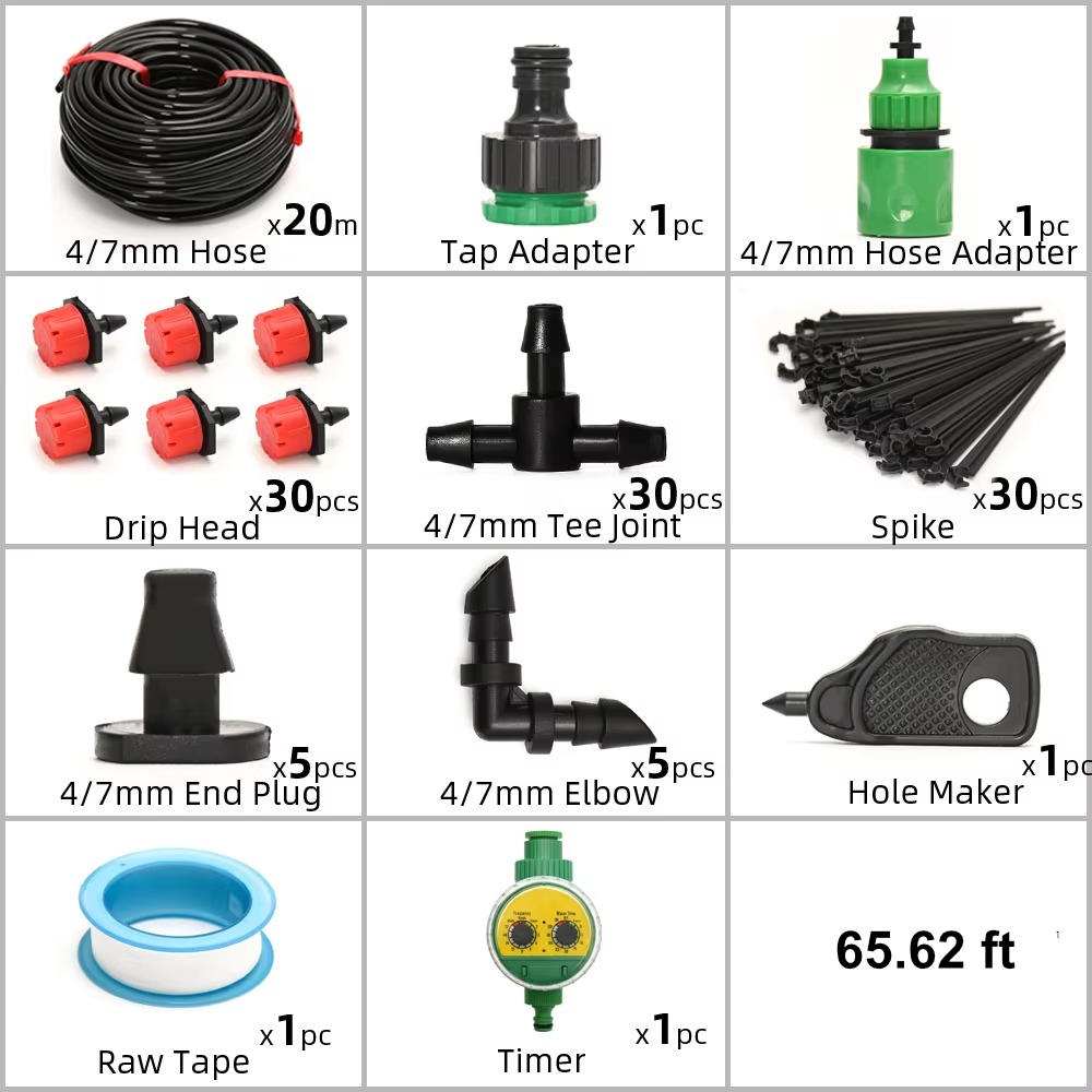 Drip Irrigation System With Automatic Timer For Garden Plants