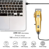 Men's Hair Clippers Gold Cordless Set With Professional Trimmer