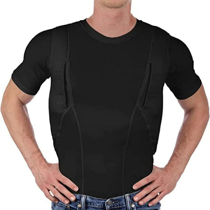 Concealed Carry T-Shirt With Built-In Holster And Hidden Pockets