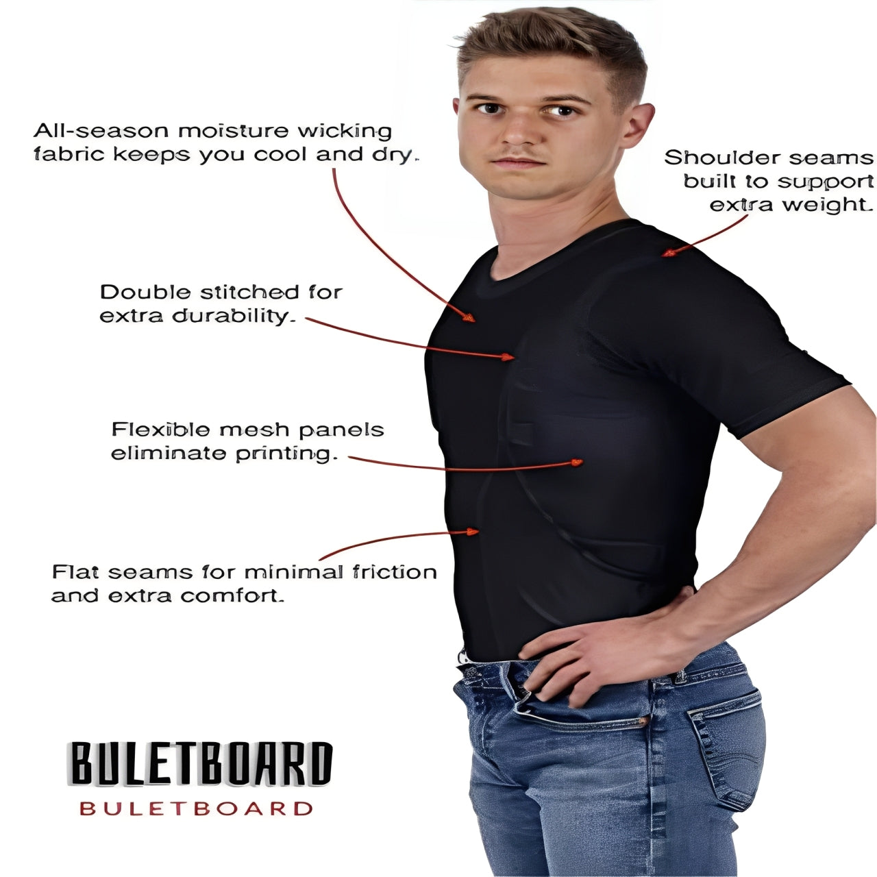 Concealed Carry T-Shirt With Built-In Holster And Hidden Pockets