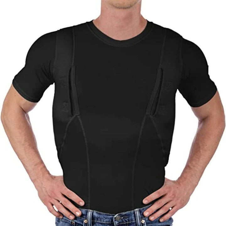Concealed Carry T-Shirt With Built-In Holster And Hidden Pockets