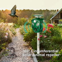 Animal Repeller Solar Ultrasonic 360° Outdoor Motion Sensor Pest Deterrent