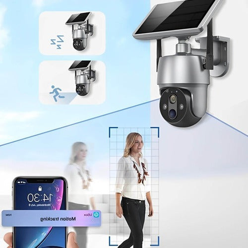 Outdoor Security Camera Solar-Powered Wireless 1080p Night Vision Motion Detection