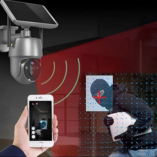 Outdoor Security Camera Solar-Powered Wireless 1080p Night Vision Motion Detection