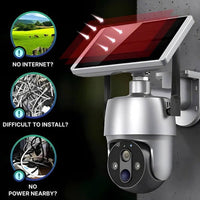 Outdoor Security Camera Solar-Powered Wireless 1080p Night Vision Motion Detection