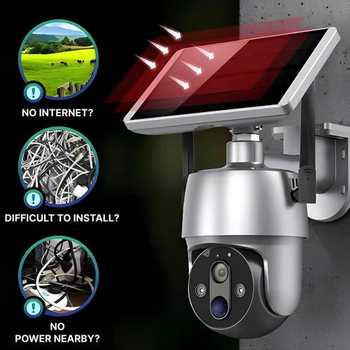 Outdoor Security Camera Solar-Powered Wireless 1080p Night Vision Motion Detection