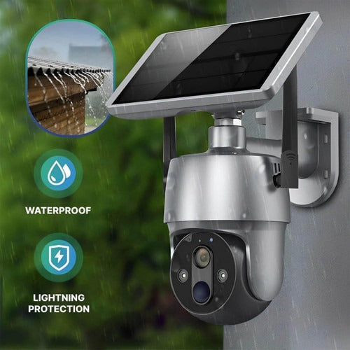 Outdoor Security Camera Solar-Powered Wireless 1080p Night Vision Motion Detection