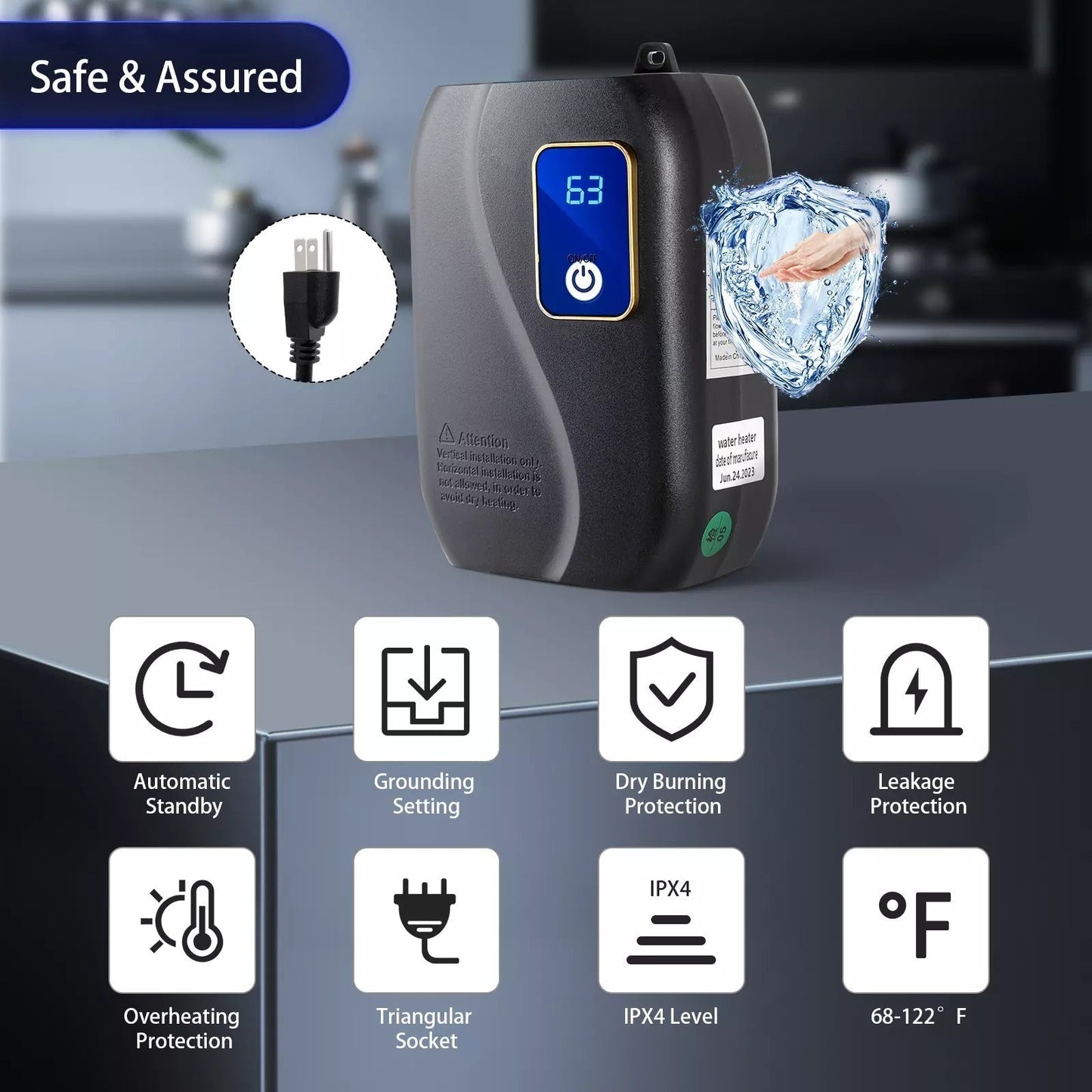 Tankless Instant Water Heater Electric On-Demand For Home Use
