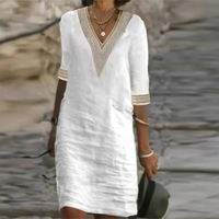 Linen Summer Dress For Women Lightweight Breathable Sleeveless Midi Casual