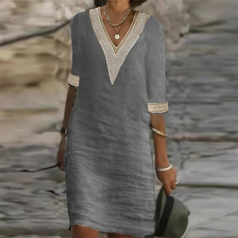 Linen Summer Dress For Women Lightweight Breathable Sleeveless Midi Casual