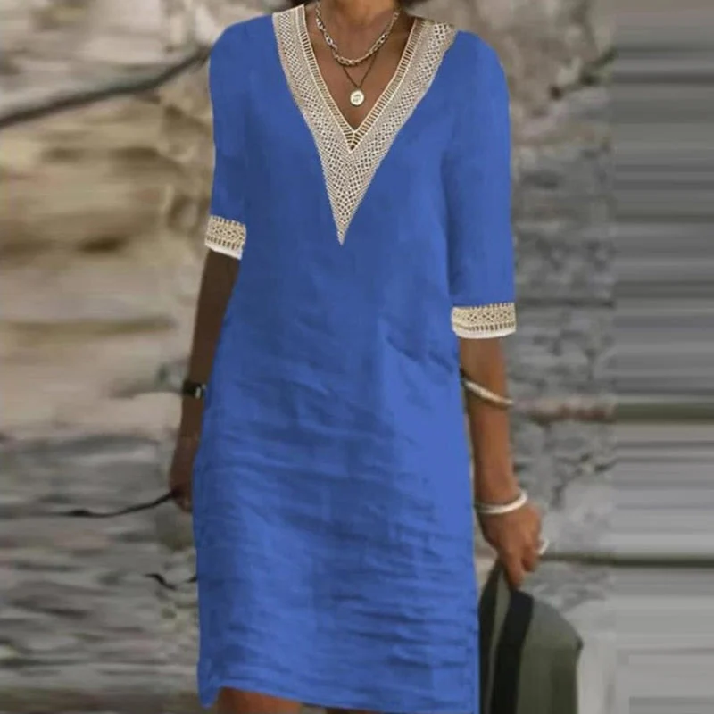 Linen Summer Dress For Women Lightweight Breathable Sleeveless Midi Casual