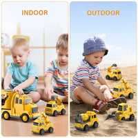 Construction Truck Toy Set With Carrier, Ramp And Five Pieces