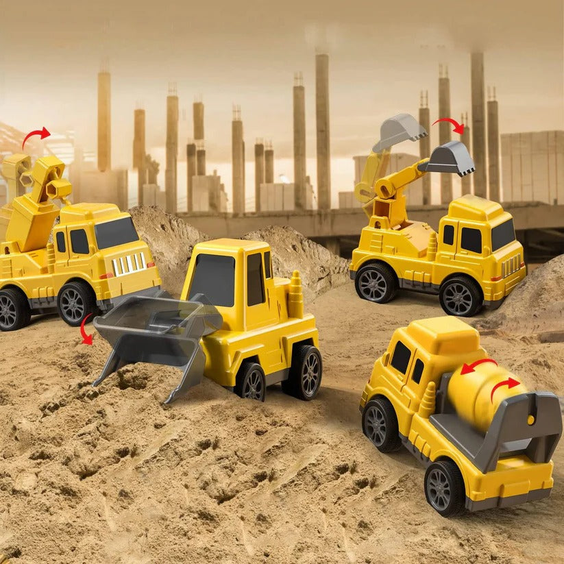 Construction Truck Toy Set With Carrier, Ramp And Five Pieces