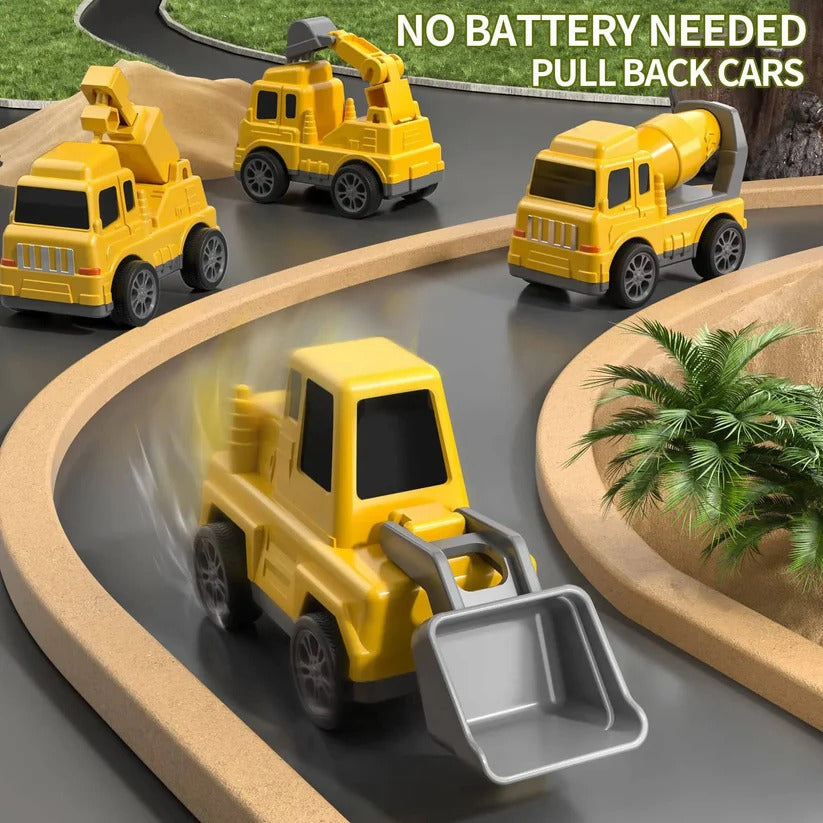 Construction Truck Toy Set With Carrier, Ramp And Five Pieces