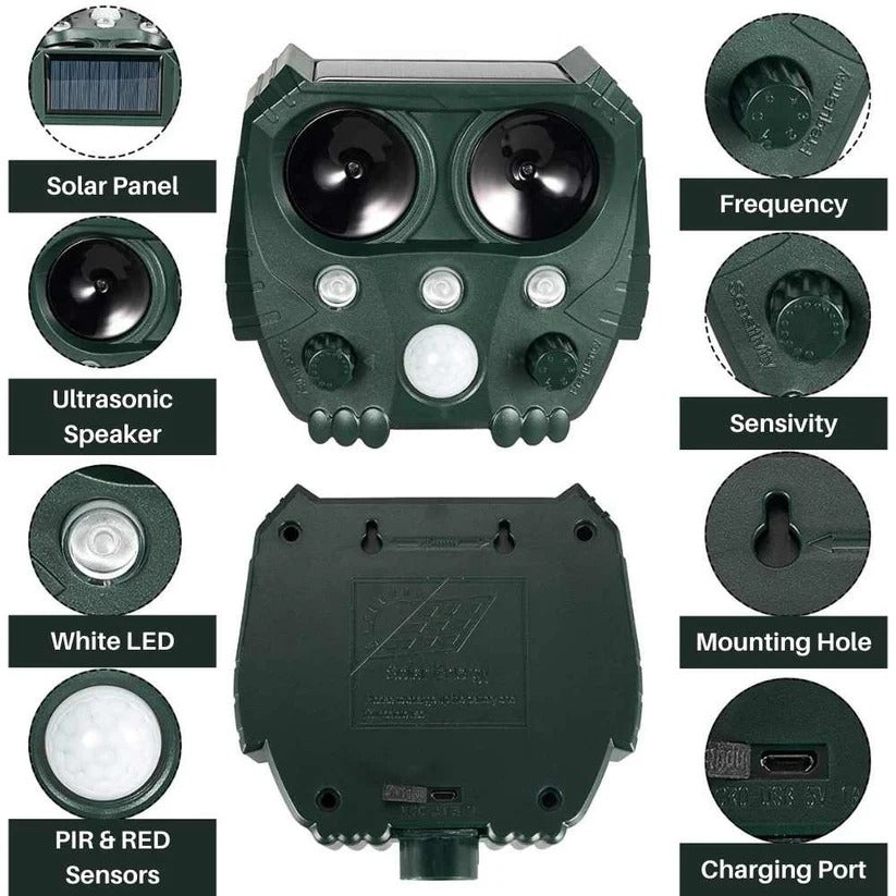 Ultrasonic Cat Repellent Sonar Deterrent For Foxes, Rats, Squirrels, Dogs