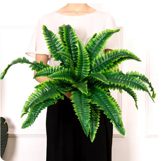 Artificial Boston Fern Plant UV Resistant Lifelike Outdoor Decor