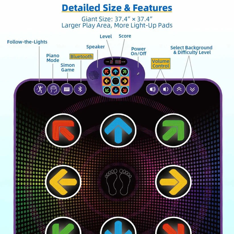 Dance Mat Bluetooth Light Up Electronic Music Game Pad For Kids