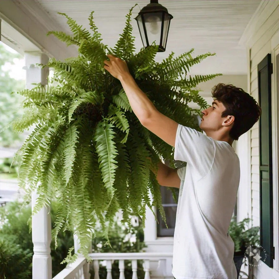 Artificial Boston Fern Plant UV Resistant Lifelike Outdoor Decor