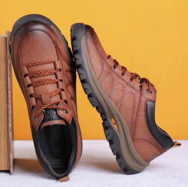 Men's Leather Orthopedic Shoes With Arch Support And Cushioned Insoles