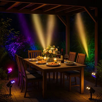 Solar LED Spotlight With Adjustable Multi-Zoom Beam For Outdoors