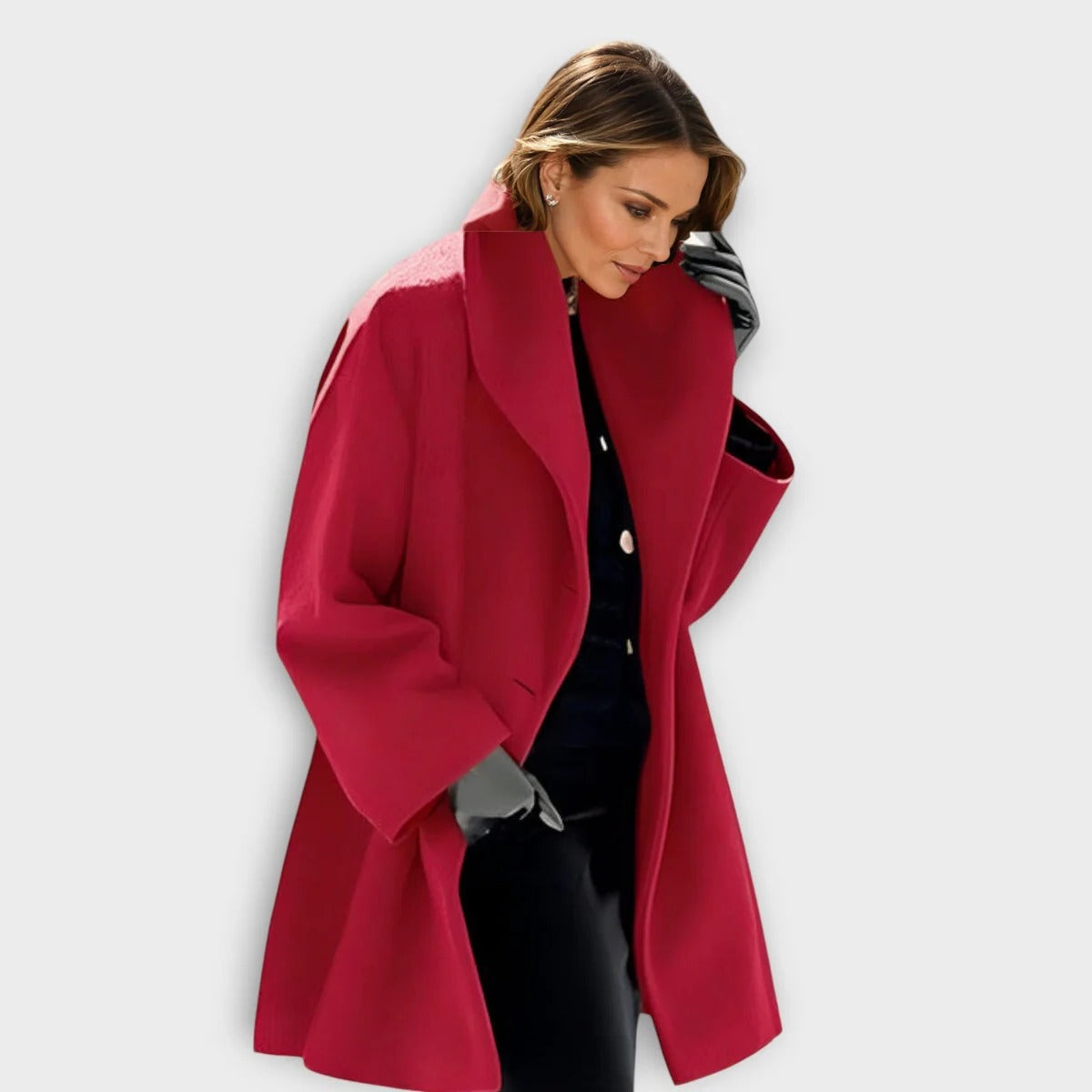 Women's Windproof Wool Coat With Luxe Faux-Fur Collar And Warm Lining