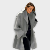 Women's Windproof Wool Coat With Luxe Faux-Fur Collar And Warm Lining