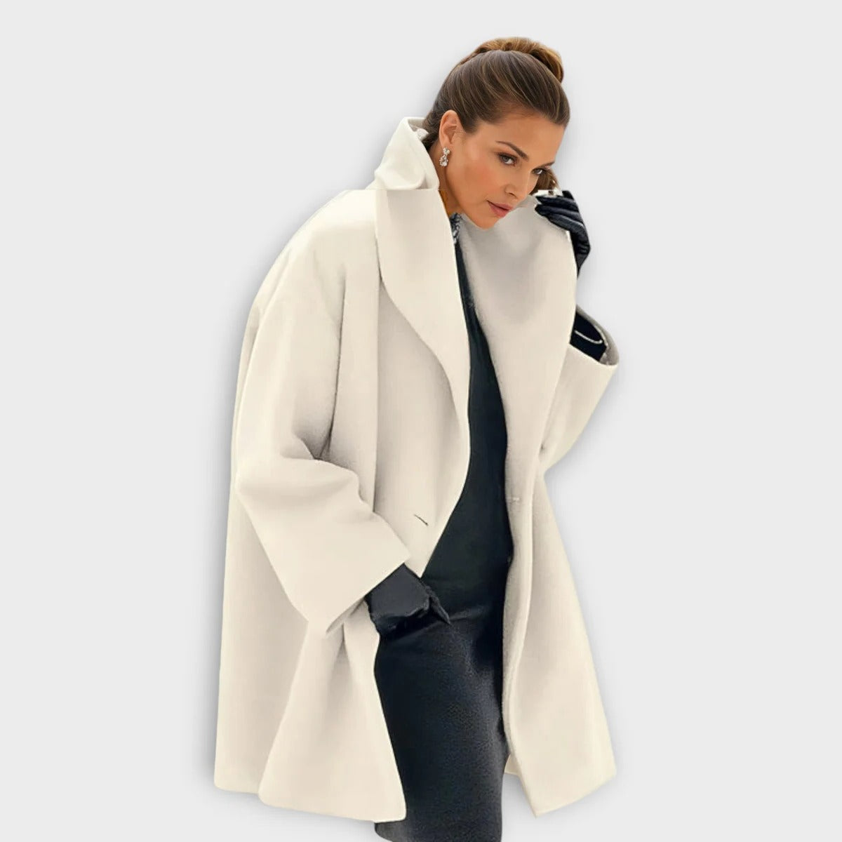 Women's Windproof Wool Coat With Luxe Faux-Fur Collar And Warm Lining