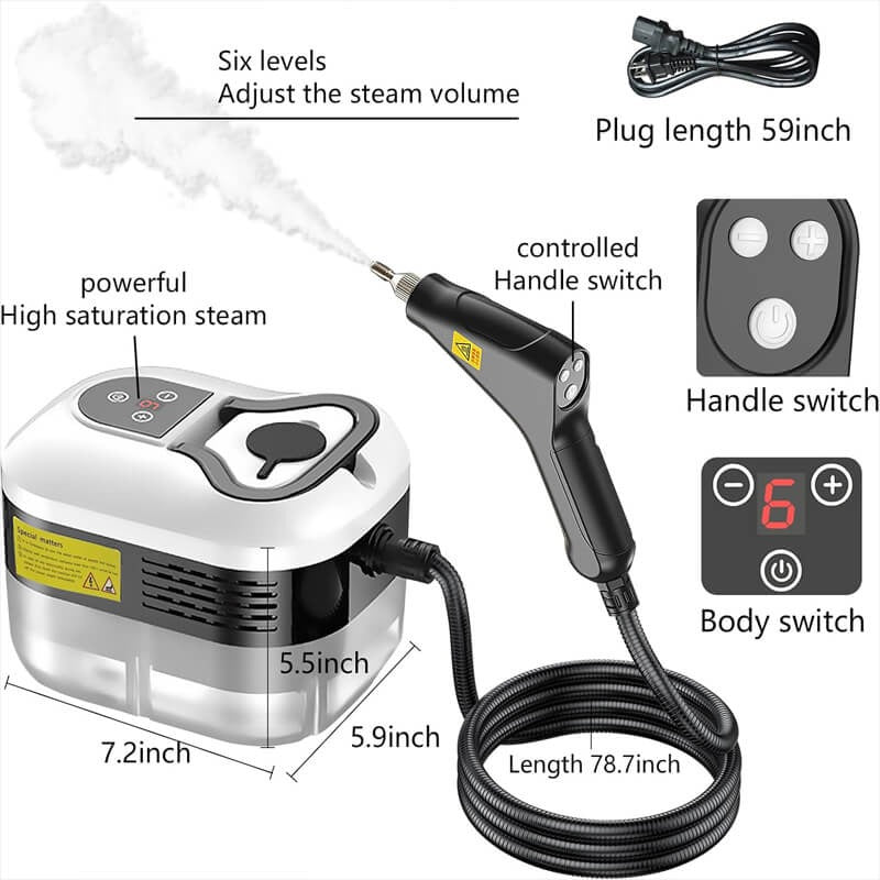 Steam Cleaner 2500W High-Pressure With Protective Gloves Included