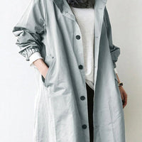 Trench Coat Hooded Waterproof Lightweight Long Raincoat With Adjustable Belt