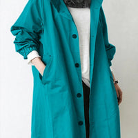 Trench Coat Hooded Waterproof Lightweight Long Raincoat With Adjustable Belt