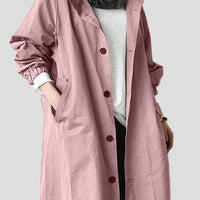 Trench Coat Hooded Waterproof Lightweight Long Raincoat With Adjustable Belt