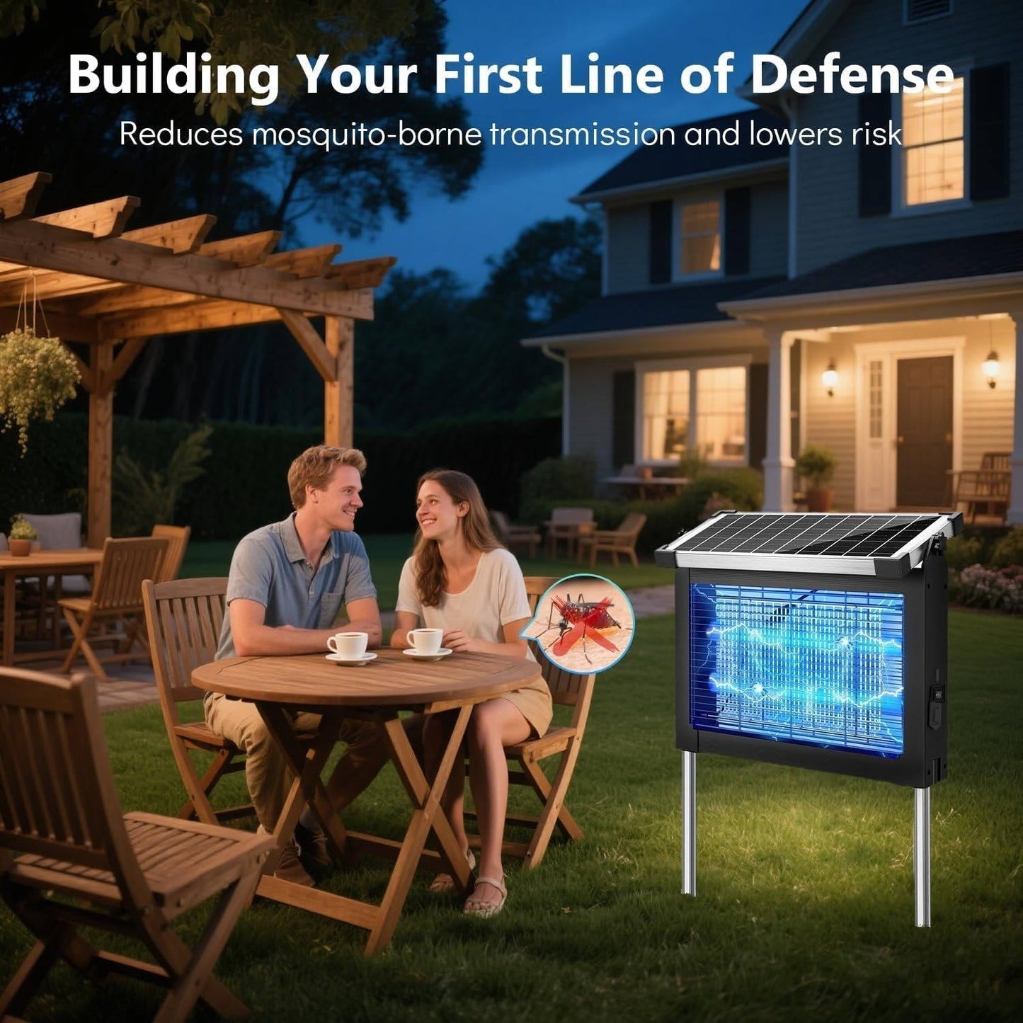 Solar Bug Zapper Outdoor, Wireless Portable Camping Mosquito Zapper for 3500 Sq.ft, Fly Traps for Backyard, Patio, Garden, RV