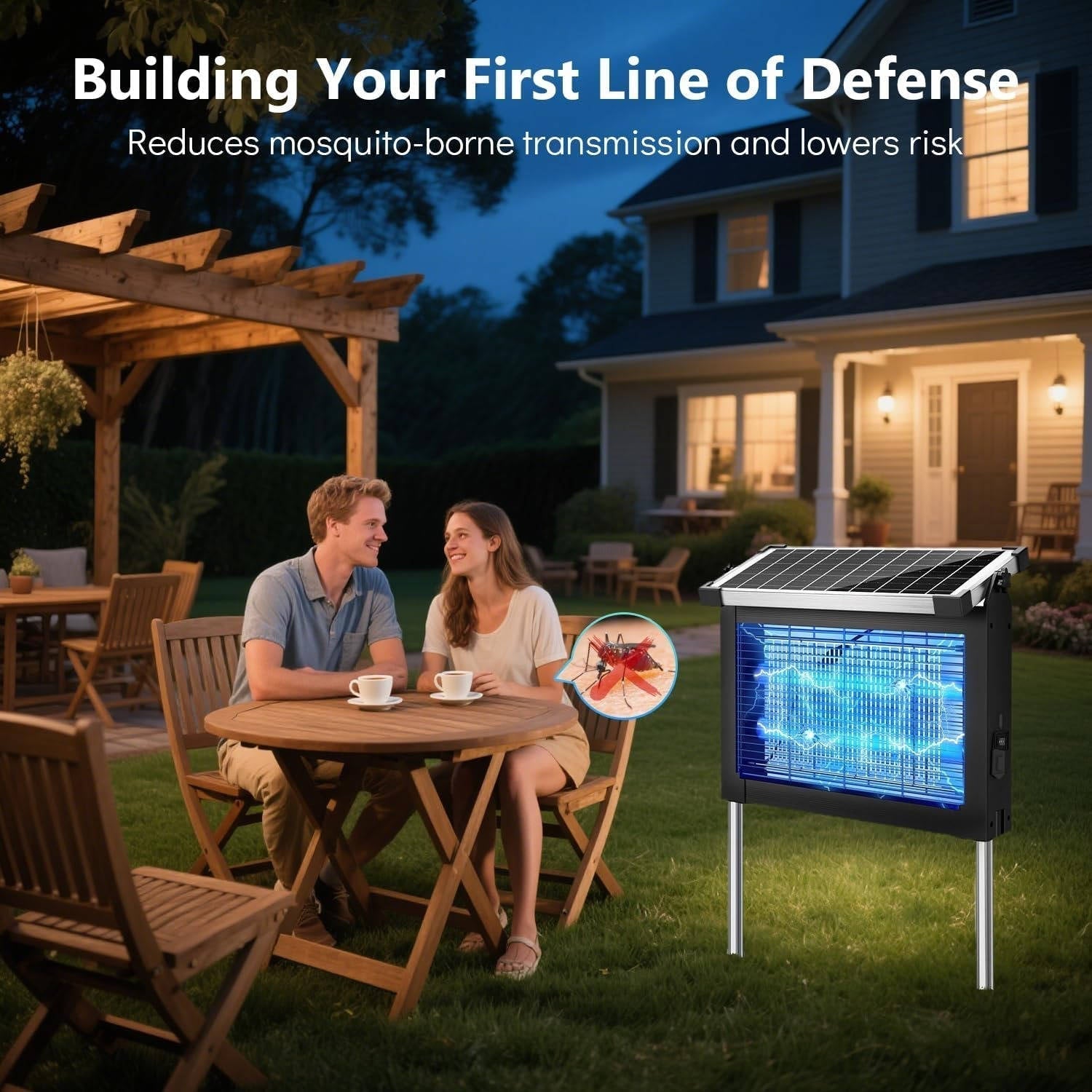 Solar Bug Zapper Outdoor, Wireless Portable Camping Mosquito Zapper for 3500 Sq.ft, Fly Traps for Backyard, Patio, Garden, RV