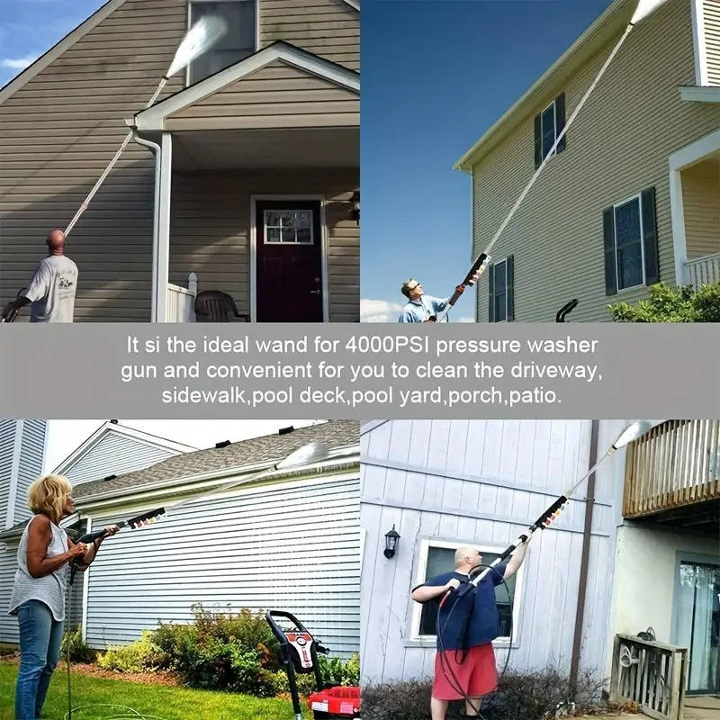 Telescoping Pressure Washer Wand 4000 PSI For Roof, Gutter, And Wall Cleaning