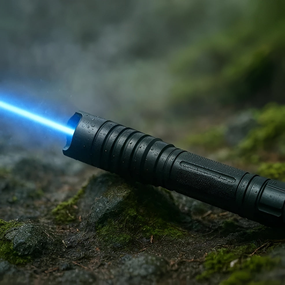 Tactical Flashlight With Integrated Laser Sight And Adjustable Beam