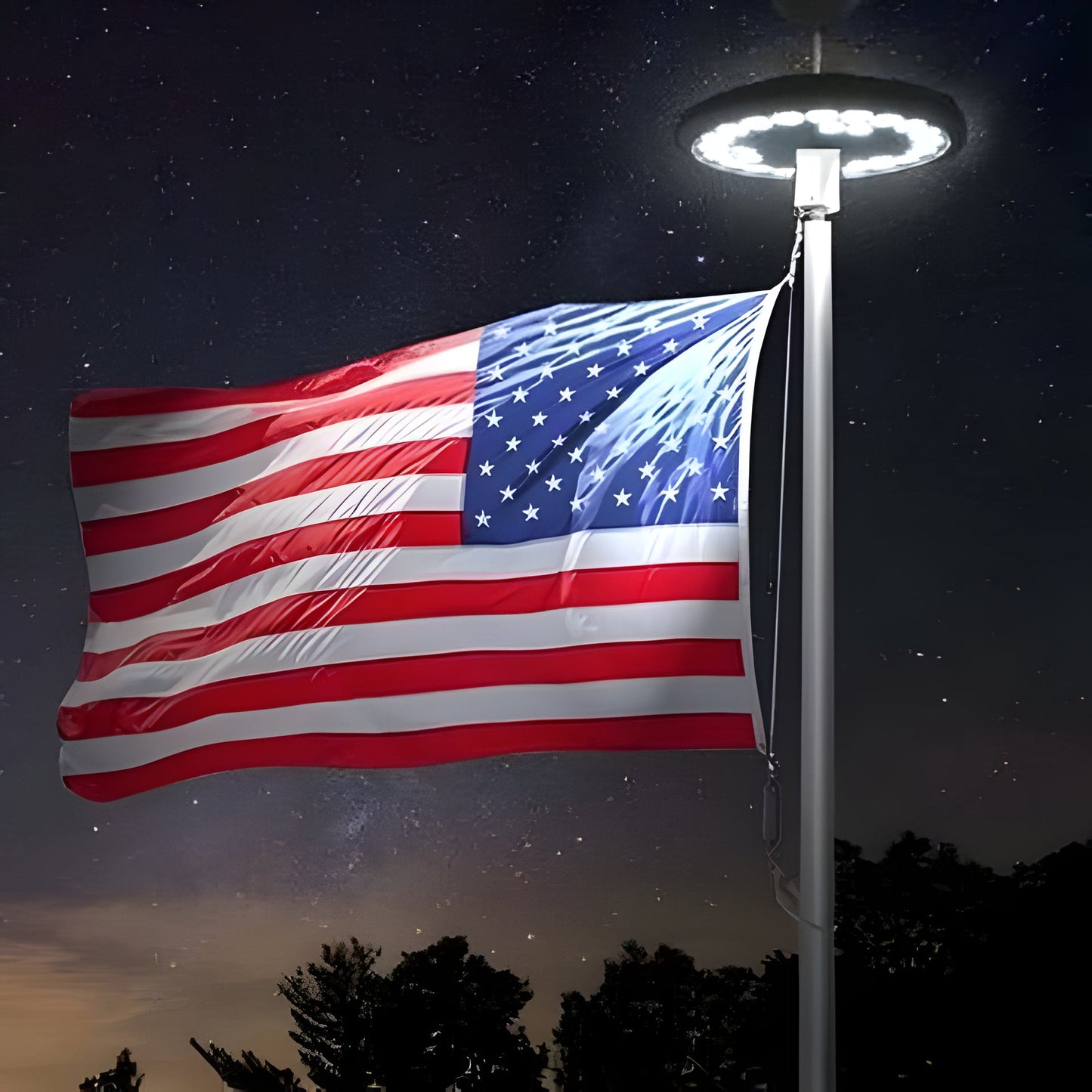 Solar Flagpole Lights LED All-Night Long-Lasting Bright Illumination For Flags