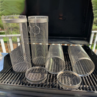 Grill Basket Stainless Steel Rolling For BBQ And Outdoor Grilling