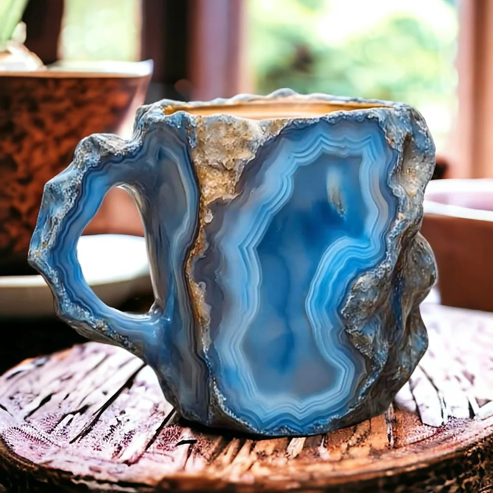 Coffee Mugs With Mineral Crystal Texture New Stylish Drinkware Set