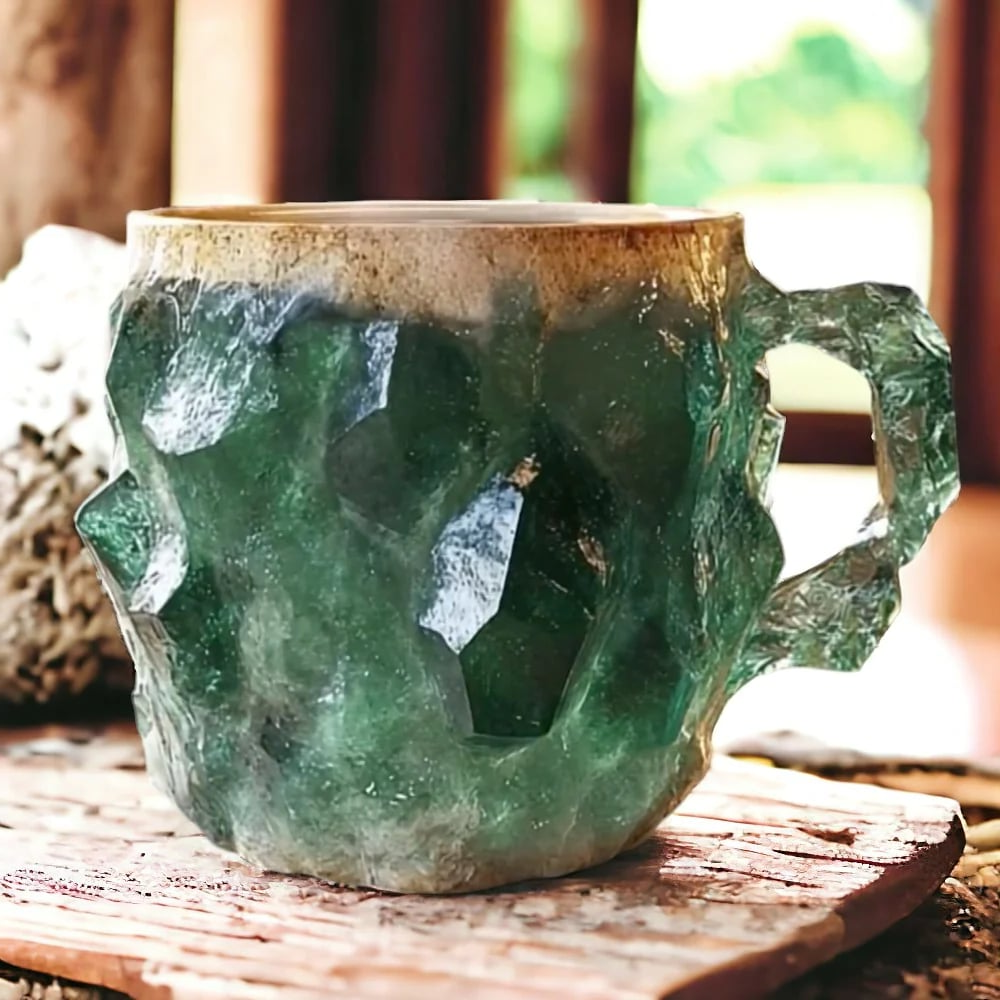 Coffee Mugs With Mineral Crystal Texture New Stylish Drinkware Set