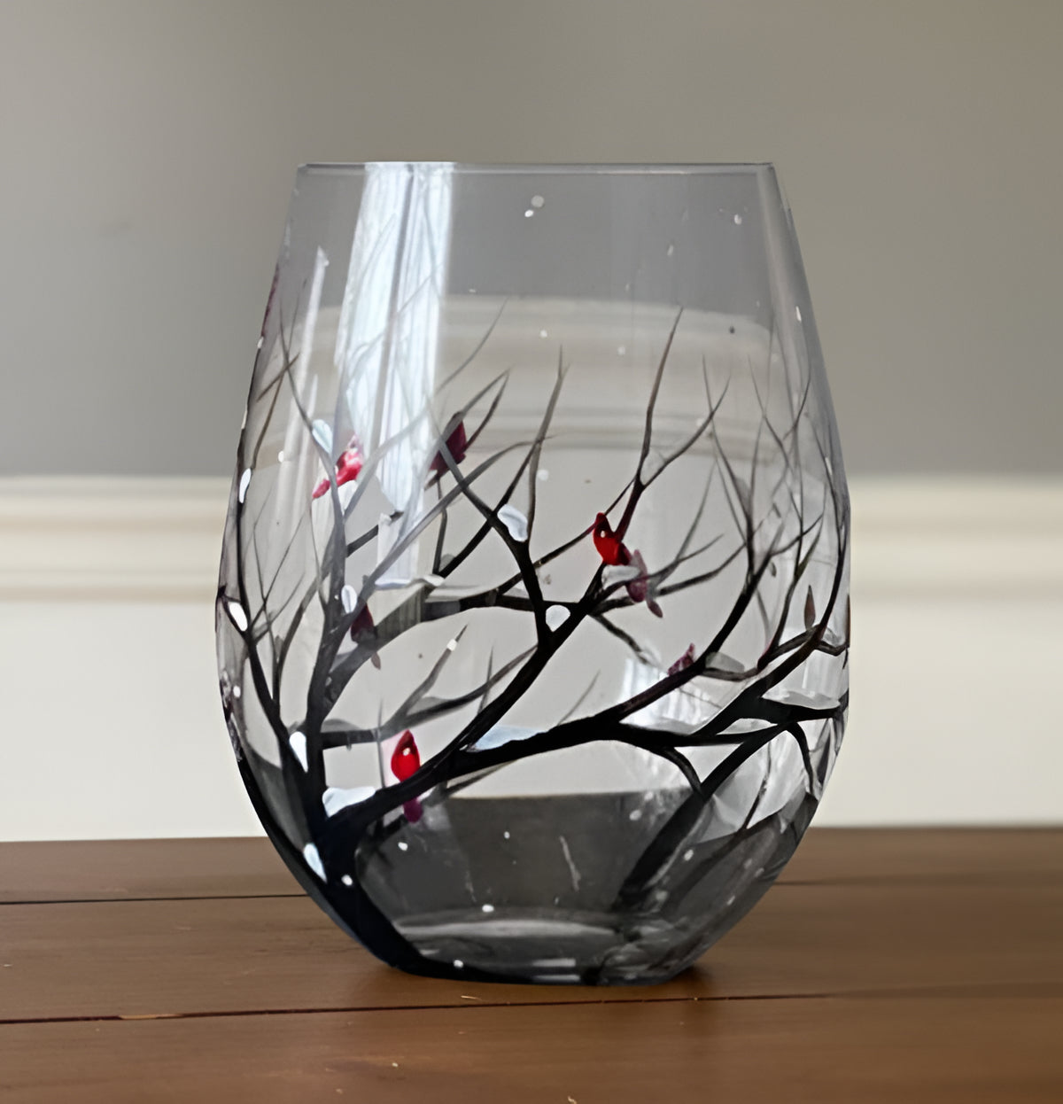 Wine Glasses Four Seasons Tree Design Hand-Painted Art Glassware Set