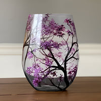 Wine Glasses Four Seasons Tree Design Hand-Painted Art Glassware Set
