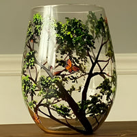 Wine Glasses Four Seasons Tree Design Hand-Painted Art Glassware Set