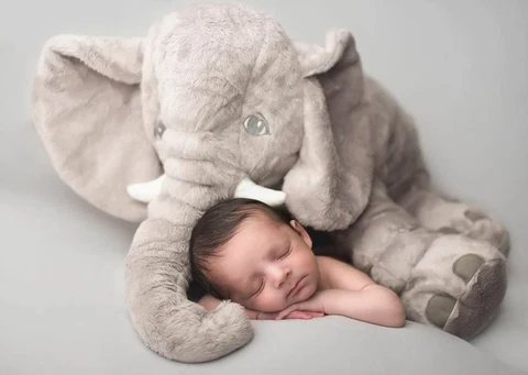 Cuddle Pillow Baby Elephant Plush for Nursery, Soft Stuffed Toy