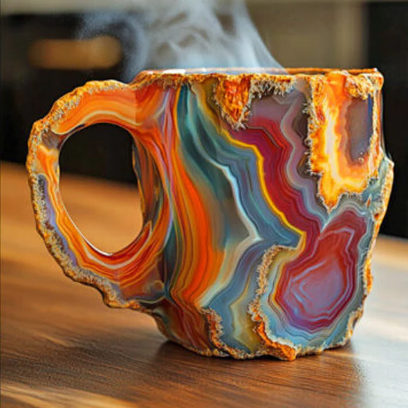 Coffee Mugs With Mineral Crystal Texture New Stylish Drinkware Set