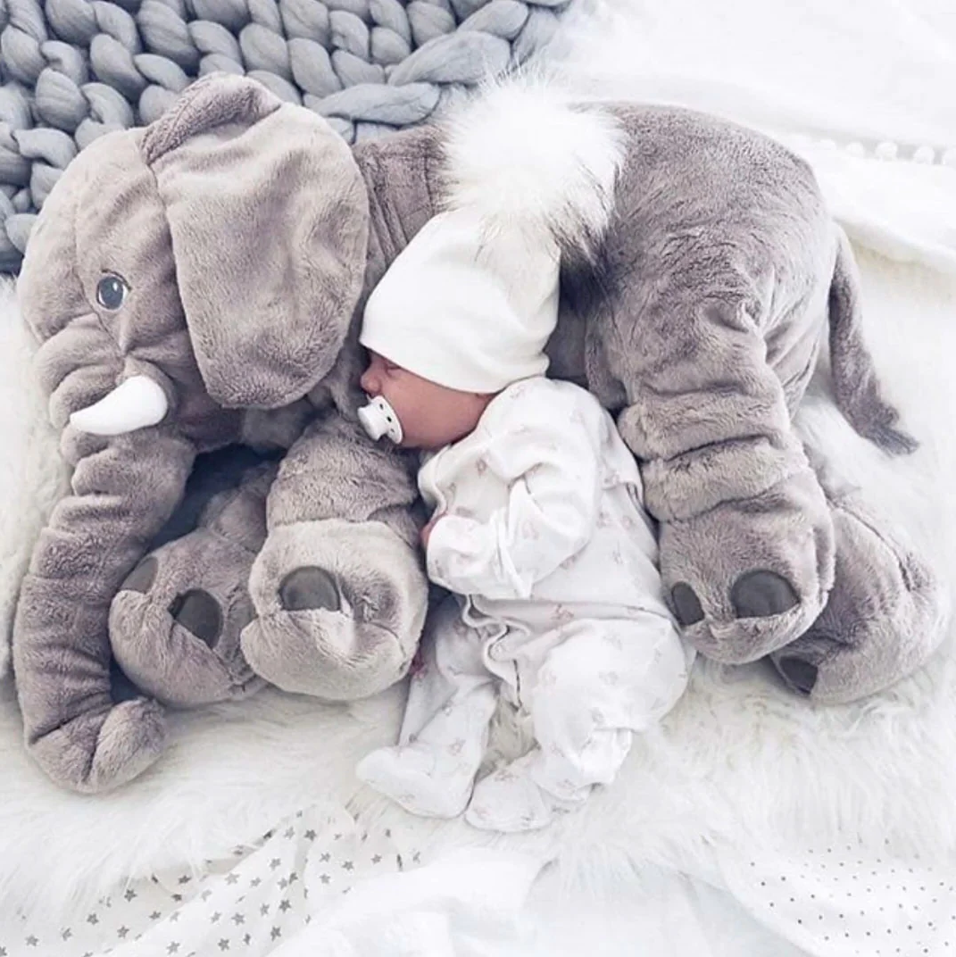 Cuddle Pillow Baby Elephant Plush for Nursery, Soft Stuffed Toy