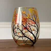 Wine Glasses Four Seasons Tree Design Hand-Painted Art Glassware Set