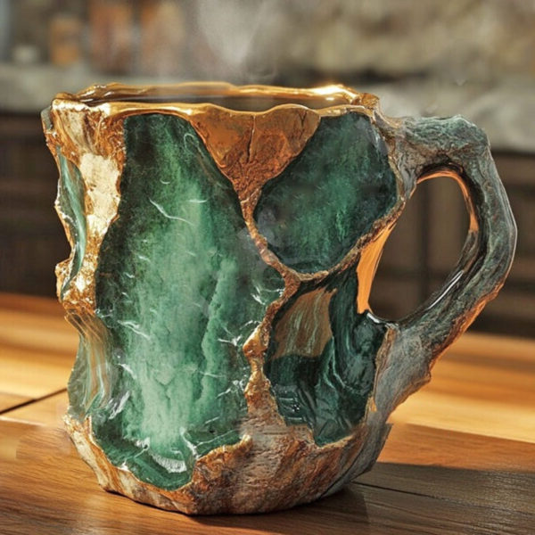 Coffee Mugs With Mineral Crystal Texture New Stylish Drinkware Set