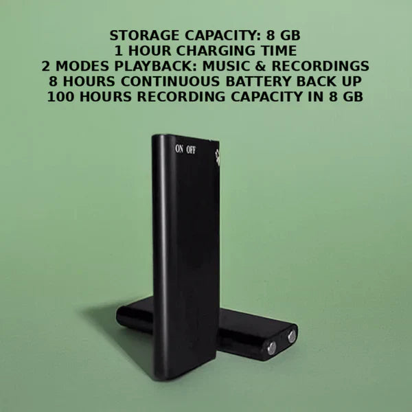 Voice-Activated Recorder Compact Portable Mini Digital USB Rechargeable Long Battery
