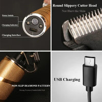 Men's Hair Clippers Gold Cordless Set With Professional Trimmer